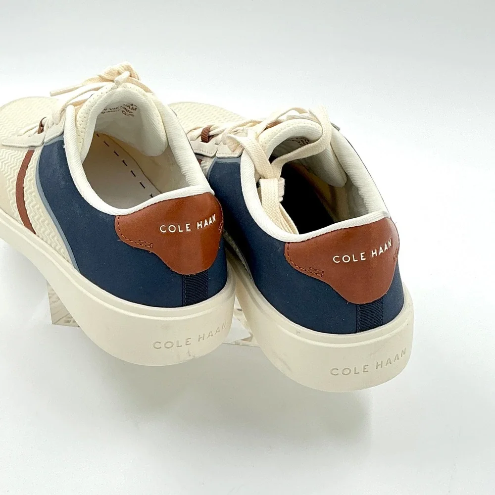 Cole Haan Mens Size 10.5 Sneaker Beige Navy NEW Grand 360 Crosscourt Winner $160